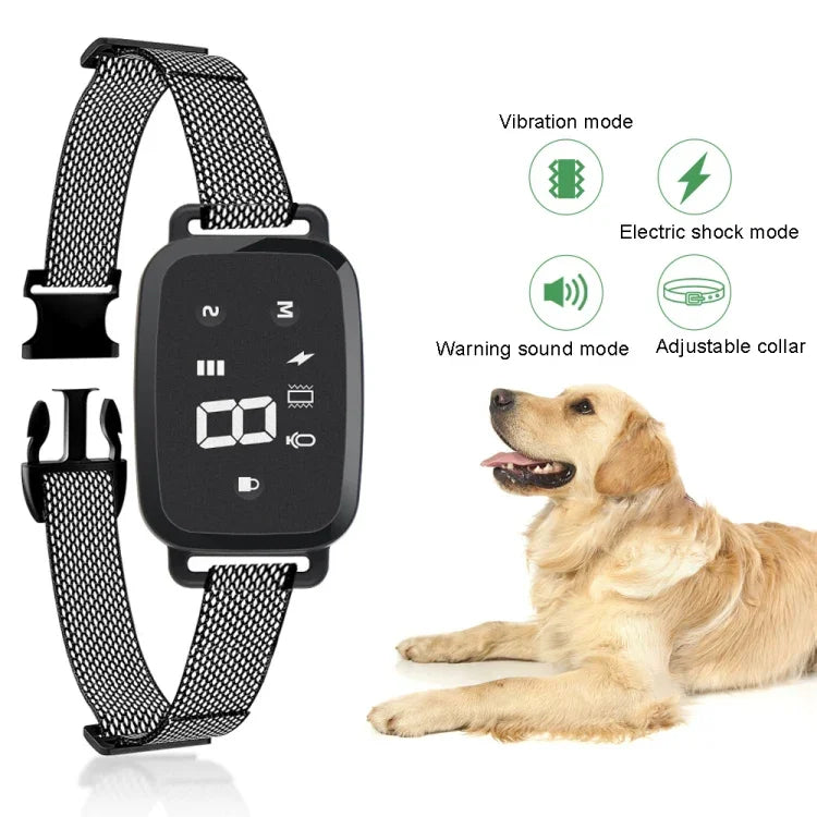 PT221 Intelligentes automatisches elektrisches Schlaghalsband mit digitalem Touchscreen, wiederaufladbar, wasserdicht, Hundetrainer, Stoppt Bellen, 3 Trainingsmodi
