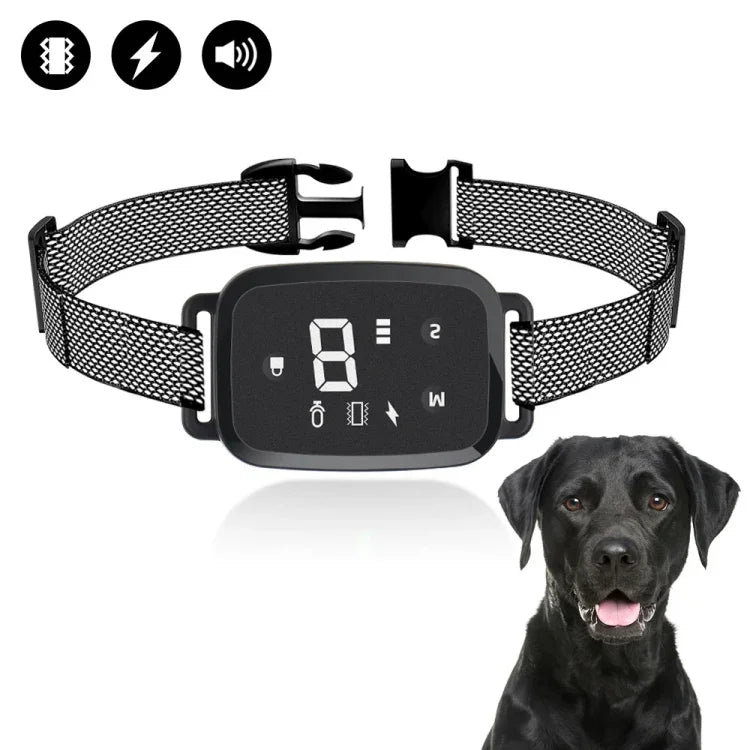 PT221 Intelligentes automatisches elektrisches Schlaghalsband mit digitalem Touchscreen, wiederaufladbar, wasserdicht, Hundetrainer, Stoppt Bellen, 3 Trainingsmodi