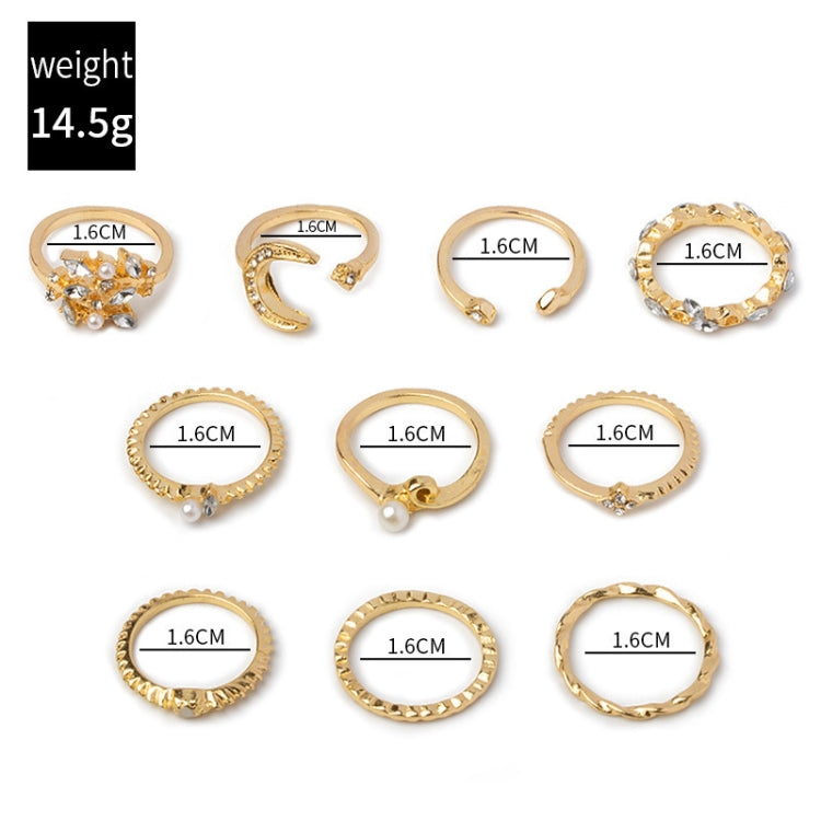 10 Stk./Set Mond Stern Blätter Herz Strass Knöchelring, 10 Stk./Set 5900