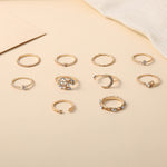 10 Stk./Set Mond Stern Blätter Herz Strass Knöchelring, 10 Stk./Set 5900