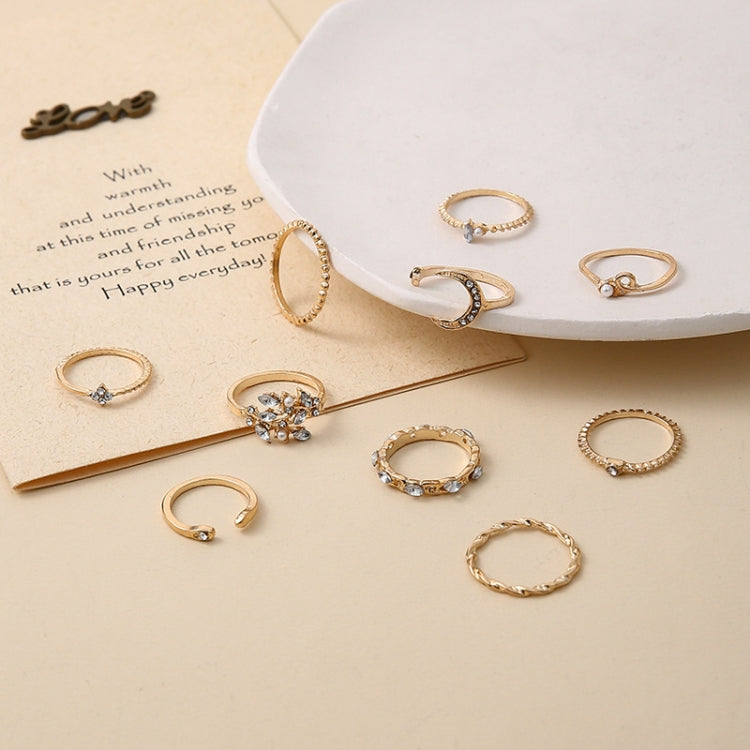 10 Stk./Set Mond Stern Blätter Herz Strass Knöchelring, 10 Stk./Set 5900