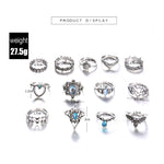 13 Stk./Set Vintage Diamant Gravierte Krone Stern Edelsteinring, 13 Stk./Set 0737