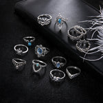 13 Stk./Set Vintage Diamant Gravierte Krone Stern Edelsteinring, 13 Stk./Set 0737
