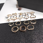 17-teiliges Set Boho Legierungsring mit Diamanten