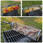 Upgrade Mit Griff BBQ Käfig Edelstahl Grillkorb, 30cm+Griff 18cm