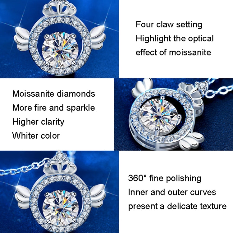 XMA017 Moissanit Diamant Halskette 925 Sterlingsilber Kronenanhänger Verschlusskette, XMA017