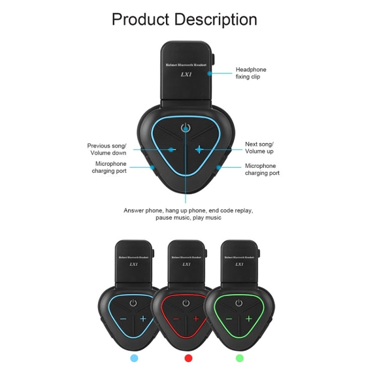 LX1 Motorrad Halbhelm Wasserdichtes kabelloses 5.3 Bluetooth Headset, Englisch