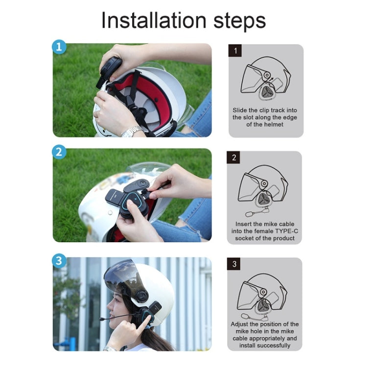 LX1 Motorrad Halbhelm Wasserdichtes kabelloses 5.3 Bluetooth Headset, Englisch