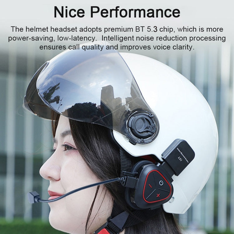 LX1 Motorrad Halbhelm Wasserdichtes kabelloses 5.3 Bluetooth Headset, Englisch