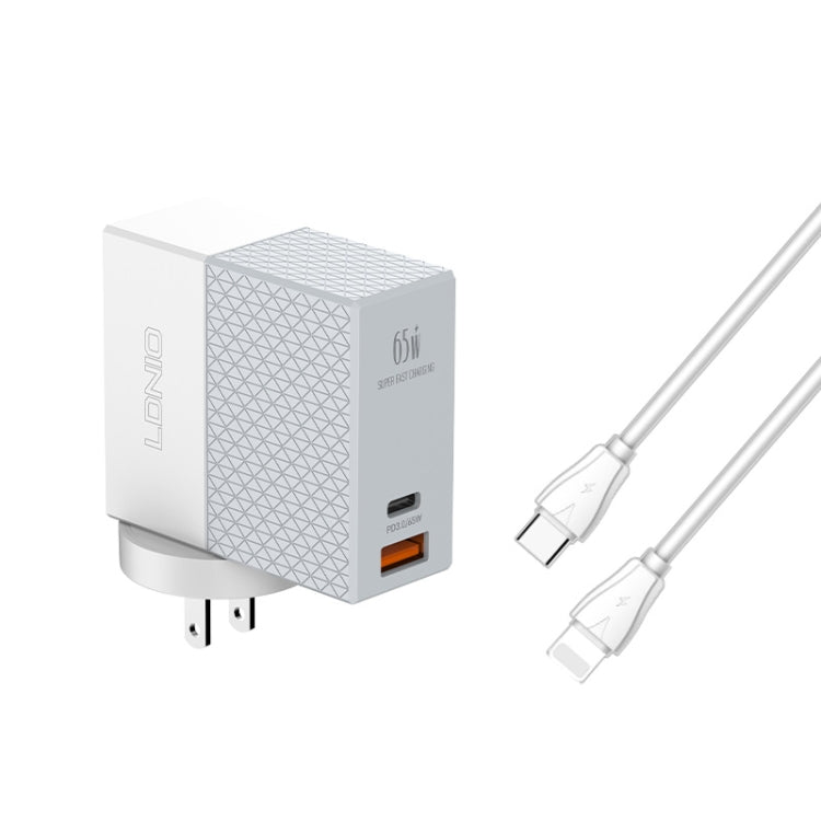 LDNIO A2620C 65W Universal Phone Tablet Charger Type-C/USB-C Port Fast Charger, 65W US Plug, 65W EU Plug, 65W UK Plug