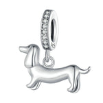 S925 Sterlingsilber Niedlicher Kleiner Dackel Anhänger DIY Perlenarmband Zubehör, SCC2561