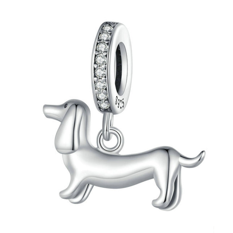 S925 Sterlingsilber Niedlicher Kleiner Dackel Anhänger DIY Perlenarmband Zubehör, SCC2561