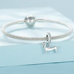 S925 Sterlingsilber Niedlicher Kleiner Dackel Anhänger DIY Perlenarmband Zubehör, SCC2561