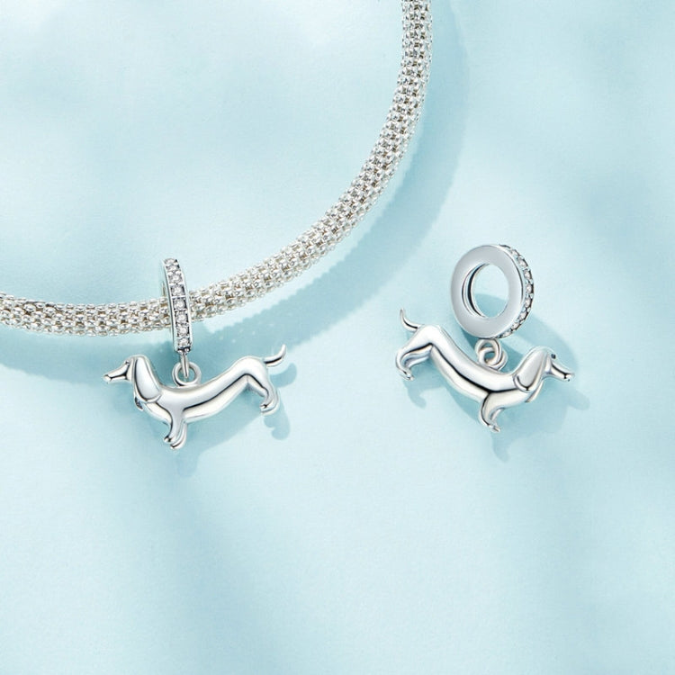 S925 Sterlingsilber Niedlicher Kleiner Dackel Anhänger DIY Perlenarmband Zubehör, SCC2561