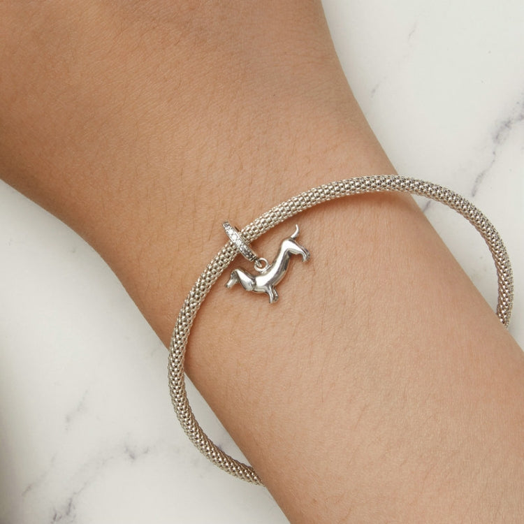 S925 Sterlingsilber Niedlicher Kleiner Dackel Anhänger DIY Perlenarmband Zubehör, SCC2561