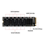 M.2 M-EKY PCIE 3.0 zu SATA 6G Übertragungs-Erweiterungskarte, 6-Port-Festplatten-Erweiterungskarte, 6-Port