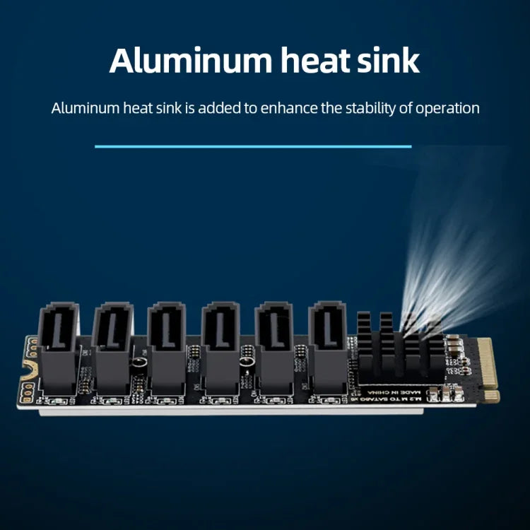 M.2 M-EKY PCIE 3.0 zu SATA 6G Übertragungs-Erweiterungskarte, 6-Port-Festplatten-Erweiterungskarte, 6-Port