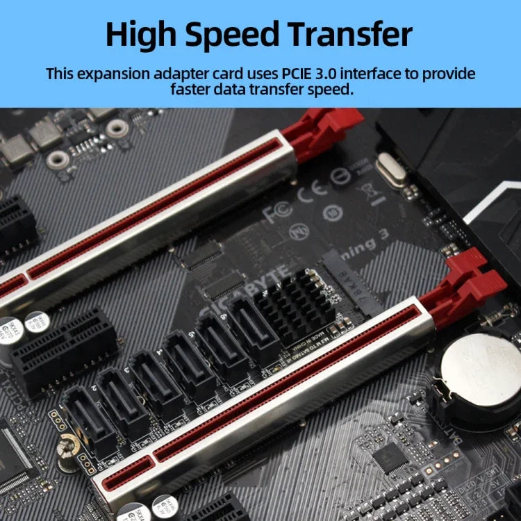 M.2 M-EKY PCIE 3.0 zu SATA 6G Übertragungs-Erweiterungskarte, 6-Port-Festplatten-Erweiterungskarte, 6-Port