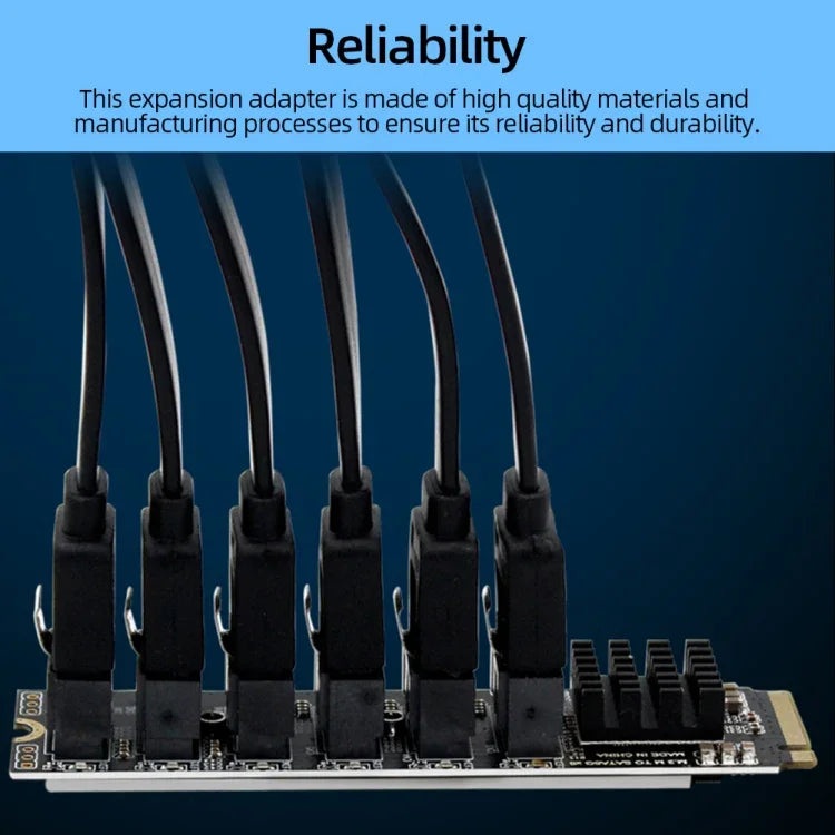 M.2 M-EKY PCIE 3.0 zu SATA 6G Übertragungs-Erweiterungskarte, 6-Port-Festplatten-Erweiterungskarte, 6-Port