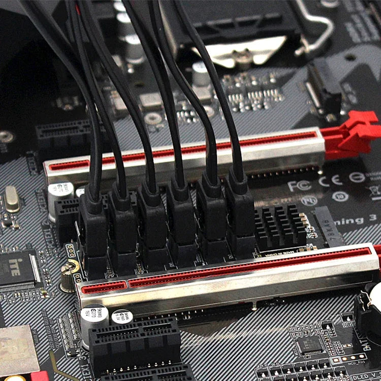 M.2 M-EKY PCIE 3.0 zu SATA 6G Übertragungs-Erweiterungskarte, 6-Port-Festplatten-Erweiterungskarte, 6-Port