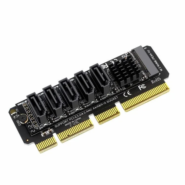 M.2 NVME-PCIE x4/x8/x16 Rotor SATA5 Port Transfer Card JMB585 Chip