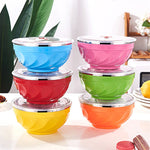 Doppelwandige Edelstahlschüssel mit Deckel, isolierte Reisschüssel für Kinder, 6er-Set 13cm, 6er-Set 15cm, 6er-Set 17cm