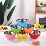 Doppelwandige Edelstahlschüssel mit Deckel, isolierte Reisschüssel für Kinder, 6er-Set 13cm, 6er-Set 15cm, 6er-Set 17cm