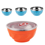 Doppelwandige Edelstahlschüssel mit Deckel, isolierte Reisschüssel für Kinder, 6er-Set 13cm, 6er-Set 15cm, 6er-Set 17cm