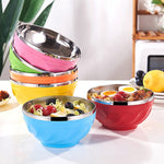 Doppelwandige Edelstahlschüssel mit Deckel, isolierte Reisschüssel für Kinder, 6er-Set 13cm, 6er-Set 15cm, 6er-Set 17cm