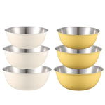 Schüssel aus Edelstahl 304 in Lebensmittelqualität, zum Rühren, für die Küche, zum Backen, als Gemüseschüssel, 19 cm (Gelb), 22 cm (Gelb), 24 cm (Gelb), 19 cm (Weiß), 22 cm (Weiß), 24 cm (Weiß)