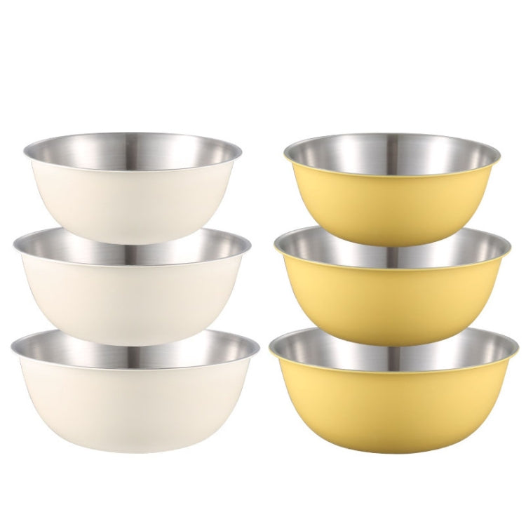 Schüssel aus Edelstahl 304 in Lebensmittelqualität, zum Rühren, für die Küche, zum Backen, als Gemüseschüssel, 19 cm (Gelb), 22 cm (Gelb), 24 cm (Gelb), 19 cm (Weiß), 22 cm (Weiß), 24 cm (Weiß)