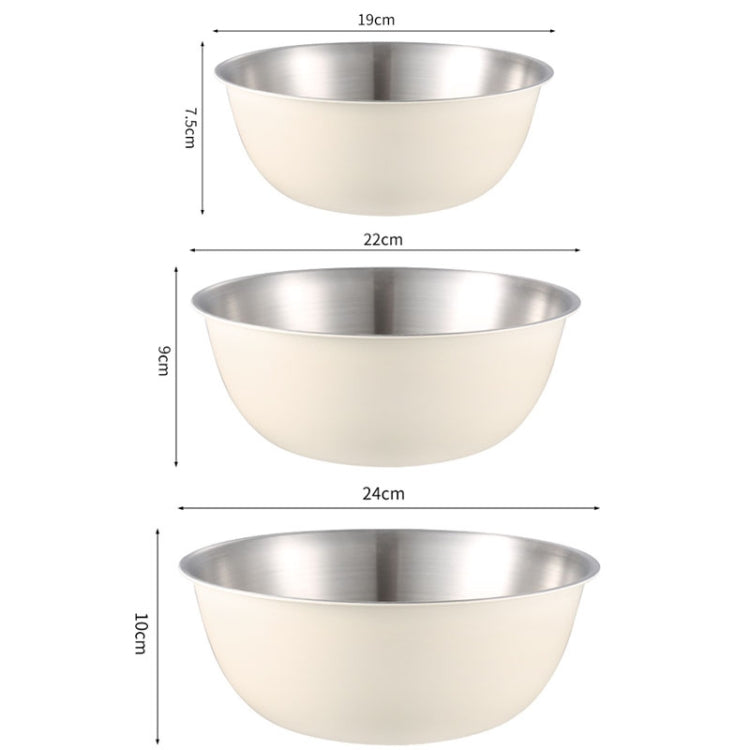 Schüssel aus Edelstahl 304 in Lebensmittelqualität, zum Rühren, für die Küche, zum Backen, als Gemüseschüssel, 19 cm (Gelb), 22 cm (Gelb), 24 cm (Gelb), 19 cm (Weiß), 22 cm (Weiß), 24 cm (Weiß)