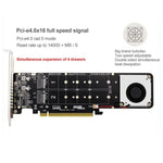 PCI-E x16 zu M.2 M-Key NVMe x4 SSD RAID-Array-Erweiterungsadapter, unterstützt 2242/2260/2280/22110, PH44Plus