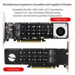 PCI-E x16 zu M.2 M-Key NVMe x4 SSD RAID-Array-Erweiterungsadapter, unterstützt 2242/2260/2280/22110, PH44Plus