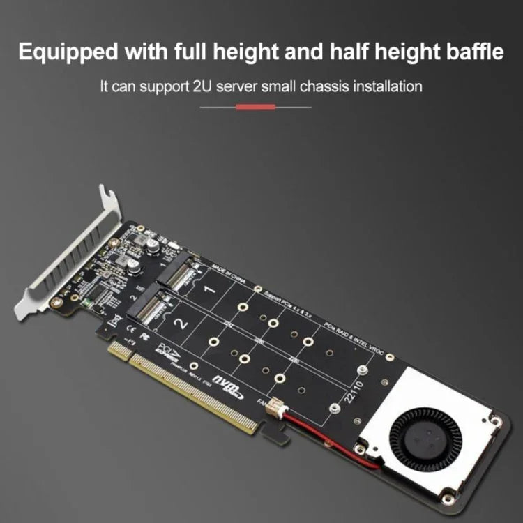 PCI-E x16 zu M.2 M-Key NVMe x4 SSD RAID-Array-Erweiterungsadapter, unterstützt 2242/2260/2280/22110, PH44Plus