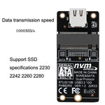 M.2 NVME Festplattengehäuse Transferkarte RTL9210B Chip Typ-C / USB-C USB3.1 Gen2 10Gbps