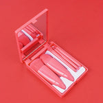 5-teiliges Set mittelgroßer, tragbarer Make-up-Pinsel mit Spiegel, multifunktionale Mini-Make-up-Pinsel, Braun, Rosarot, Pink, Neongrün