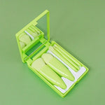 5-teiliges Set mittelgroßer, tragbarer Make-up-Pinsel mit Spiegel, multifunktionale Mini-Make-up-Pinsel, Braun, Rosarot, Pink, Neongrün