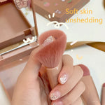 5-teiliges Set mittelgroßer, tragbarer Make-up-Pinsel mit Spiegel, multifunktionale Mini-Make-up-Pinsel, Braun, Rosarot, Pink, Neongrün