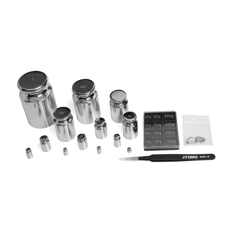 Edelstahl Standardgewichte, 25 Stk./Satz F1 Klasse 1mg-1kg