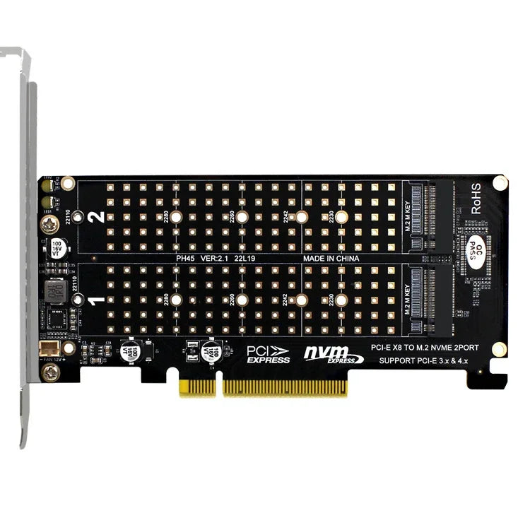 PCI-E x8 Doppel-Disk-Transferkarte NVME M.2 MKEY SSD RAID-Array-Erweiterungsadapter, PH45