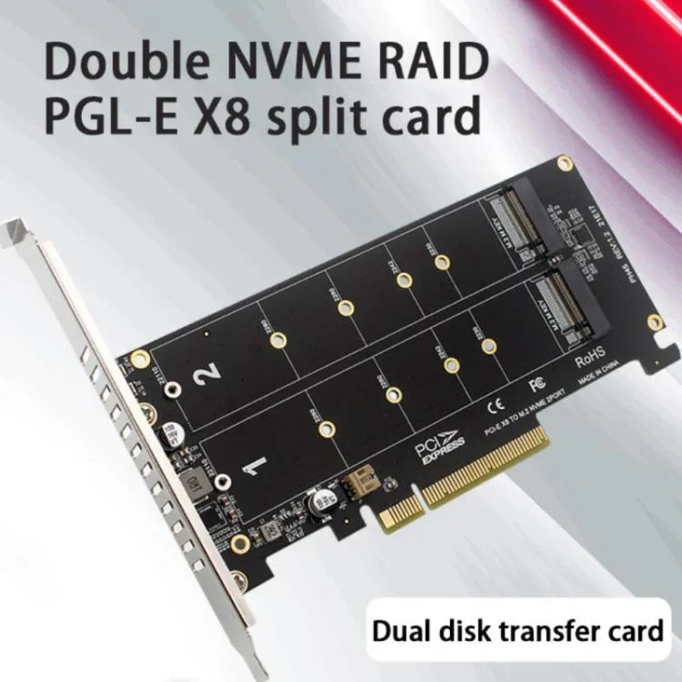 PCI-E x8 Doppel-Disk-Transferkarte NVME M.2 MKEY SSD RAID-Array-Erweiterungsadapter, PH45