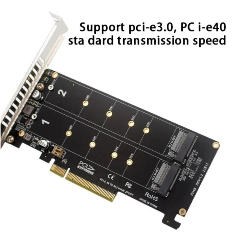PCI-E x8 Doppel-Disk-Transferkarte NVME M.2 MKEY SSD RAID-Array-Erweiterungsadapter, PH45