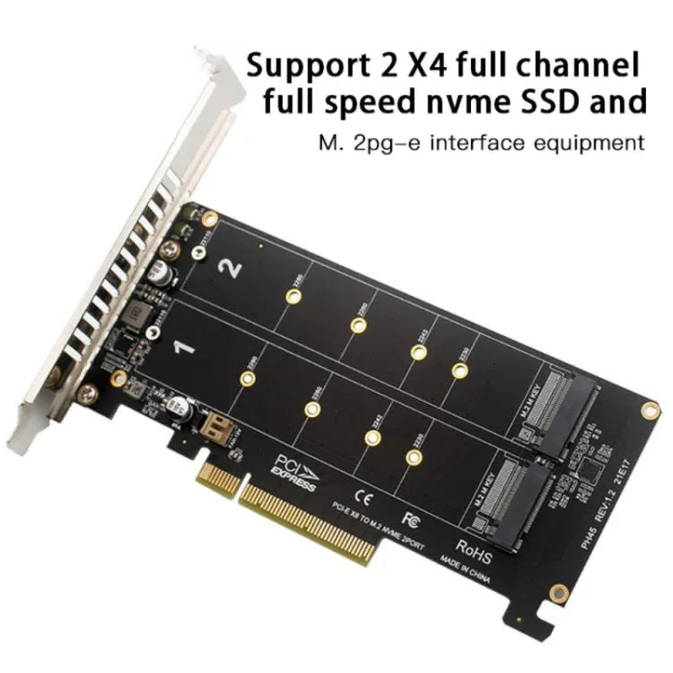 PCI-E x8 Doppel-Disk-Transferkarte NVME M.2 MKEY SSD RAID-Array-Erweiterungsadapter, PH45