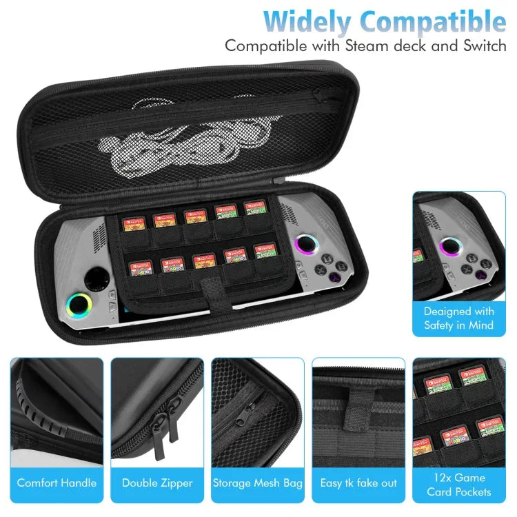 Schutzhülle aus EVA-Leder mit Narbenstruktur für ASUS ROG Ally Spielkonsole, Tasche (Schwarz), Tasche (Weiß)