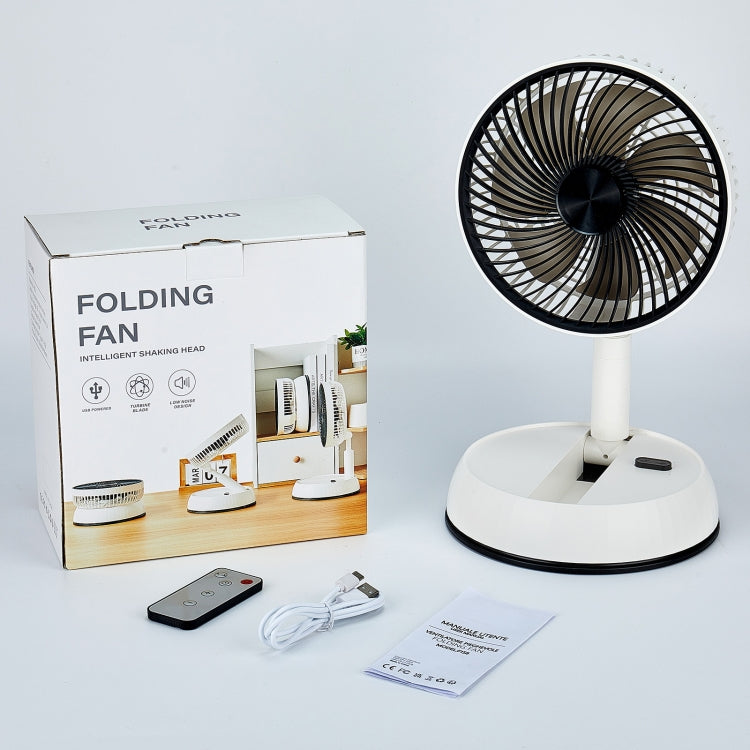 8-Zoll Tragbarer Faltbarer Teleskopventilator Kann Kopf schwenken mit Timer & Fernbedienung, Weiß 6000 mAh