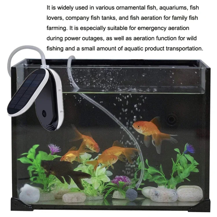 Tragbare Solar-Sauerstoffpumpe für den Außenbereich, Aquarium-Klappdeckel-Solar-Sauerstoffpumpe, Solar-Sauerstoffpumpe
