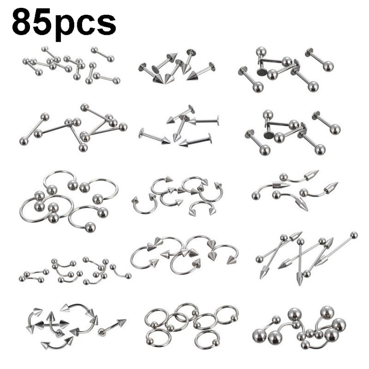85-teilig Piercing-Schmuck Edelstahl Lippenstecker Augenbrauenstecker Nasenstecker
