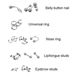85-teilig Piercing-Schmuck Edelstahl Lippenstecker Augenbrauenstecker Nasenstecker