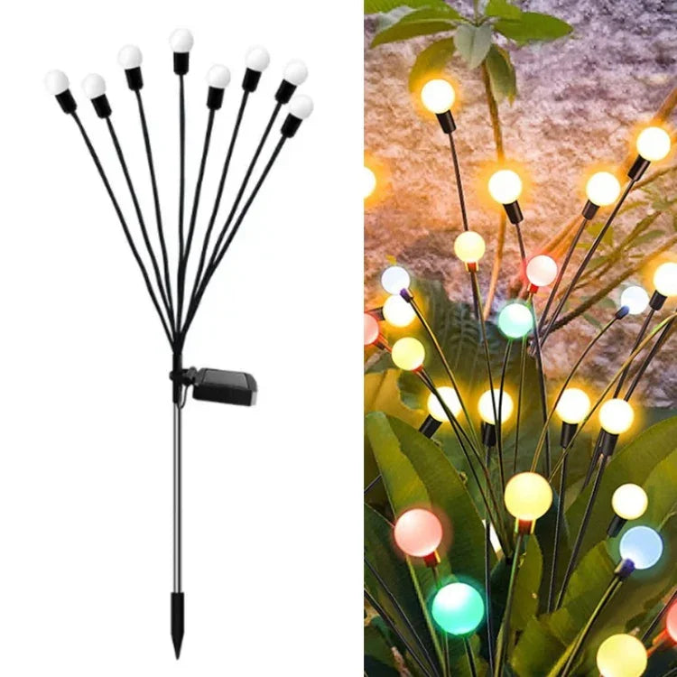 2er-Sets Solar-Glühwürmchen-Lichterkette, Weihnachten, Garten, wasserdicht, Rasenlichter, 6 Köpfe warmweißes Licht, 6 Köpfe farbiges Licht, 8 Köpfe warmweißes Licht, 8 Köpfe farbiges Licht, 10 Köpfe warmweißes Licht, 10 Köpfe farbiges Licht